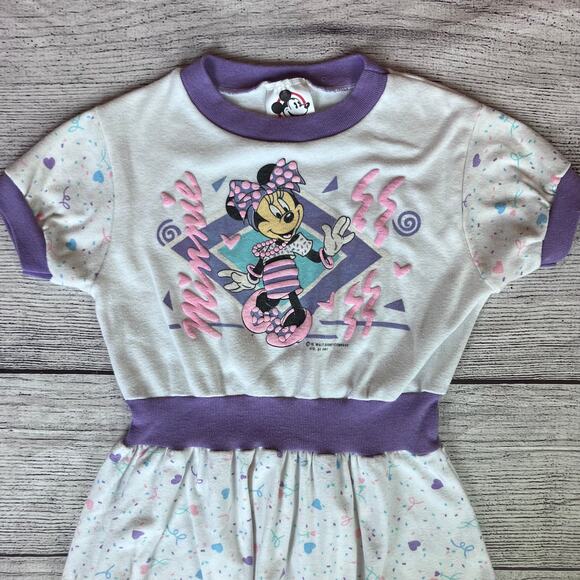 Vintage 1990s Minnie Mouse Disney Cartoon Short Sleeve Dress - Picture 2 of 7